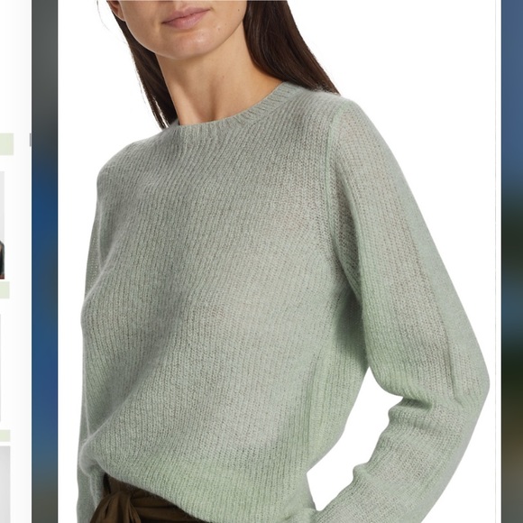 COPY - Vince Brushed Cashmere Wool Blend Crewneck Sweater in Mint Glass - Picture 5 of 13